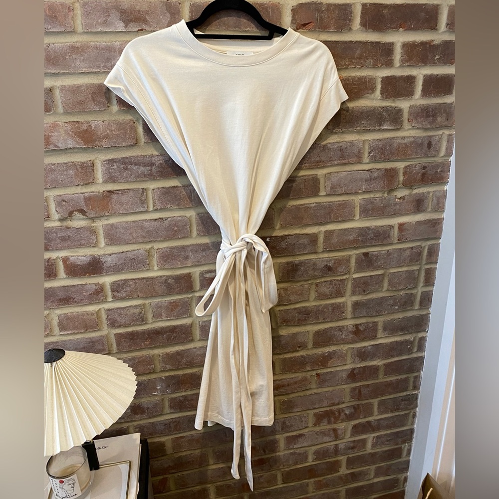 Vince Crème Short Dress with Tie